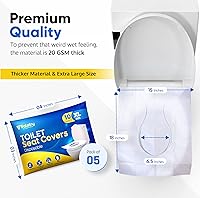Traletry Disposable Flushable Toilet Seat Covers XL Pack of 50 - Biodegradable Paper Hygiene Barrier for Travel, Airplane, Camping, Adults & Kids