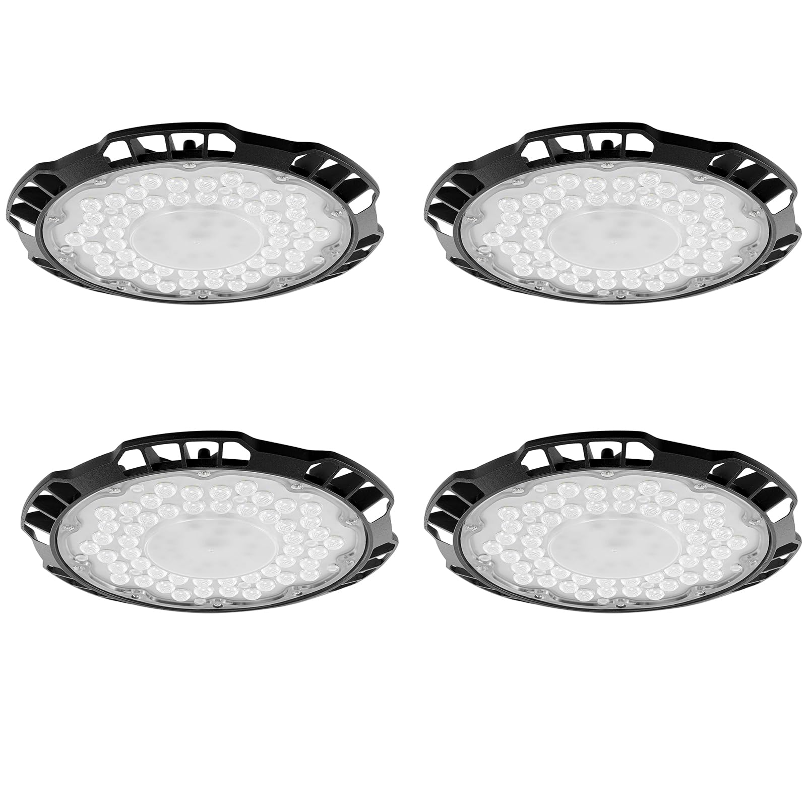 Viugreum 4 Packs 200W LED High Bay Light, 6500K 20000LM Bright UFO LED High Bay Lights, IP65 LED Workshop Garage Light with 2.5ft Cable, Chain & Safety Rope for Warehouse Workshop Factory Garage
