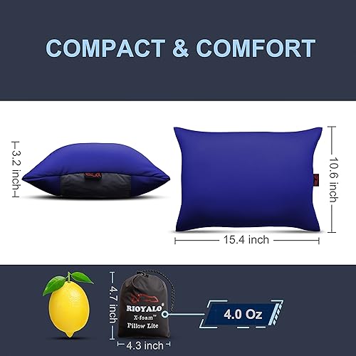 Miniatura 3 de rioyalo X-Foam - Almohada inflable de camping Lite con funda de espuma extraíble, cómoda, lavable, ultraligera, portátil con soporte lumbar para el