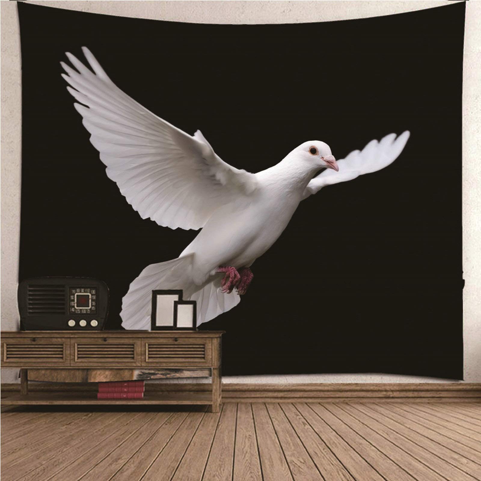 Tapiz de pared de paloma blanca KnSam, poliéster negro de 150x150cm con impresión 3D