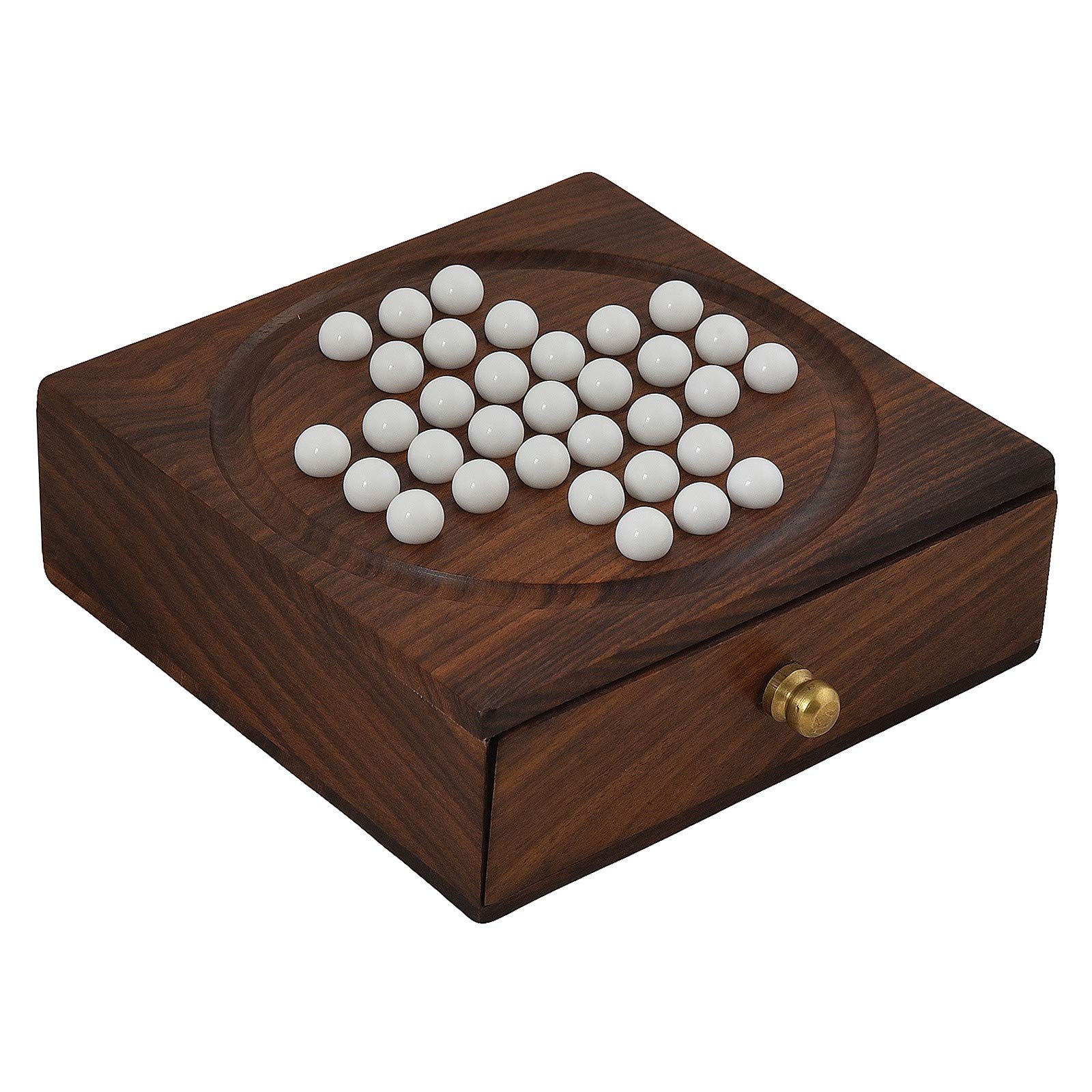 Fine Craft India Handmade Wooden Solitaire Board Game with Storage Drawer (White, 5 x 5-inch) (B07KQDGMY3) Amazon Price History, Amazon Price Tracker