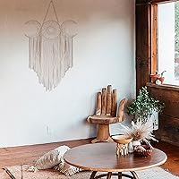 Vista 3 de ANROYE Colgante de Pared de Macramé Blanco de Triple Luna de la Diosa, Atrapasueños de Media Luna Boho, Atrapasueños Bohemio para Dormitorio