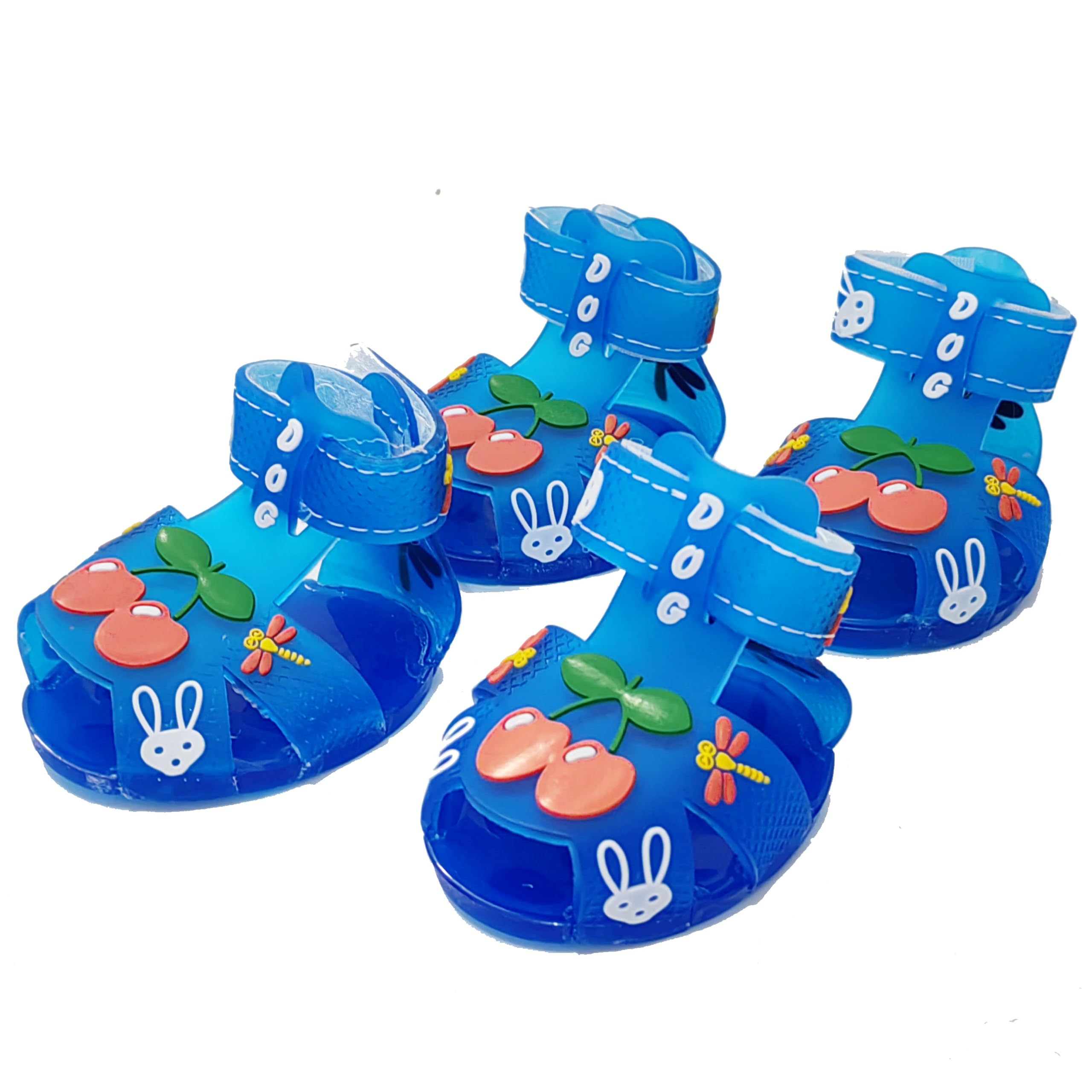 Cute Summer Dog Shoes Sweet Cherry Puppy Sandals Pet Jelly Shoes Flats, Dog Booties Paw Protector for Summer Hot Pavement (Candy Blue, #6: 2.68''x2.05