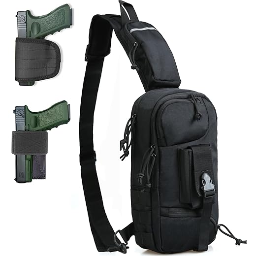 LarKoo Sling Backpak Tactical Chest Pistol Bag Shoulder Bags Crossbody Sling Backpack Holster Bag for Concealed Carry