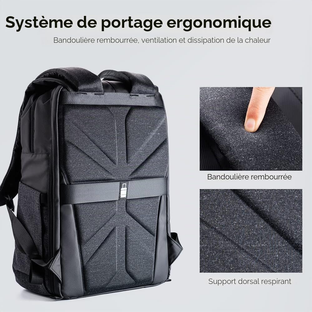 K&F CONCEPT Sac à Dos pour Appareil Photo, Sac Appareil Photo Reflex Grande Capacité résistant à l’eau avec Housse de Pluie pour DSLR Canon Nikon Sony Olympus DJI Drone Portable 15.6''