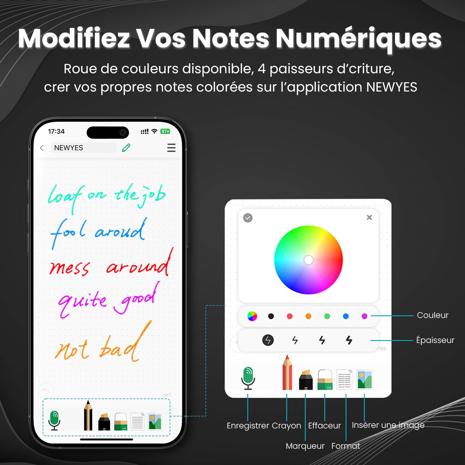 NEWYES SyncPen 3.0 Smart Pen - Synchronisez notes écran papier, compatible iOS Android