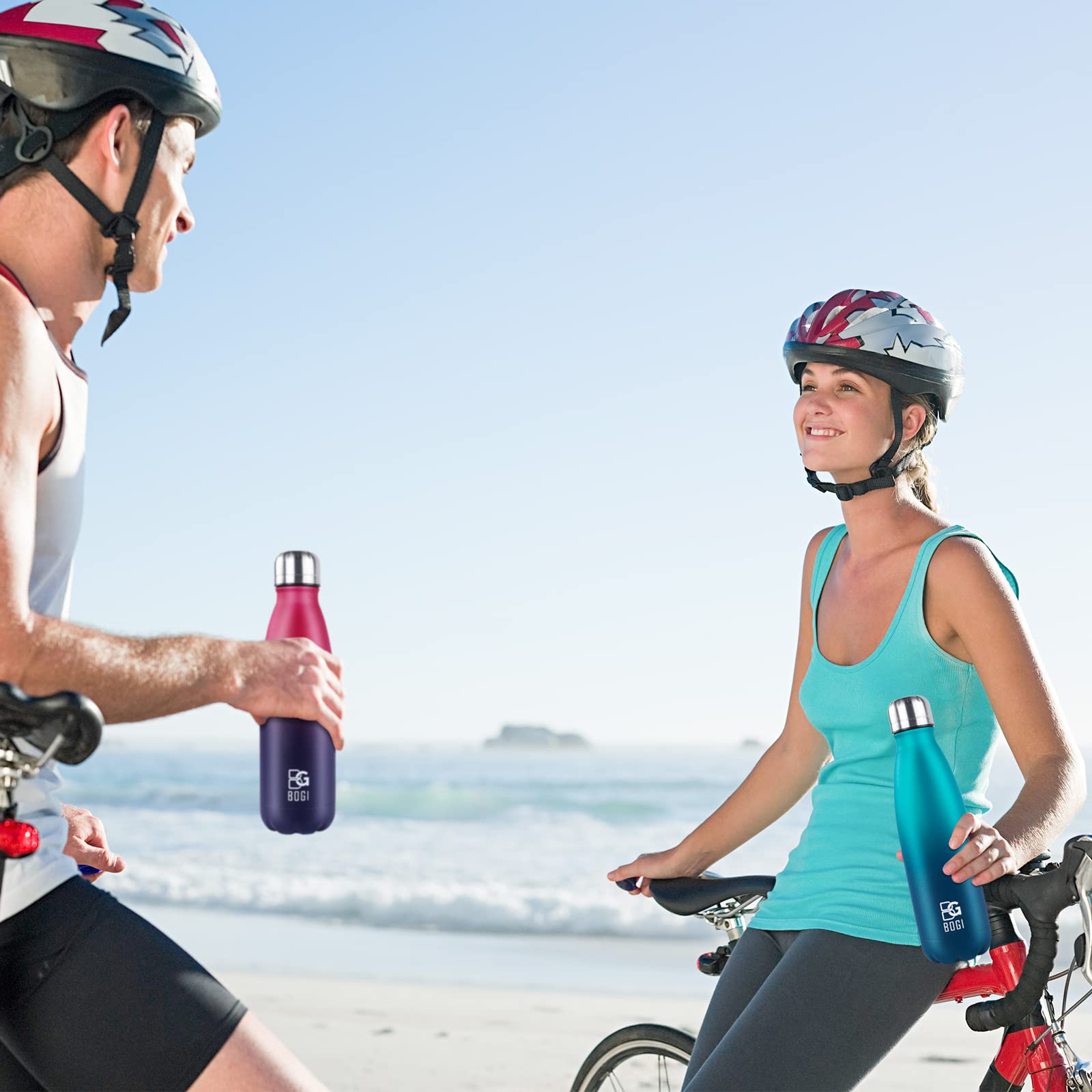 BOGI 17oz Insulated Water Bottle Double Wall Vacuum Stainless Steel Bottle Leak Proof Keeps Hot and Cold Drinks for Outdoor Sports Camping Hiking Cycling, Comes with a Cleaning Brush Gift