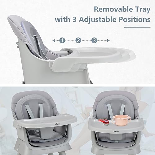 Miniatura 4 de INFANS Silla alta 8 en 1 para bebé, silla alta convertible para bebés y niños pequeños, asiento elevador de comedor para bebés, mesa de bloques de