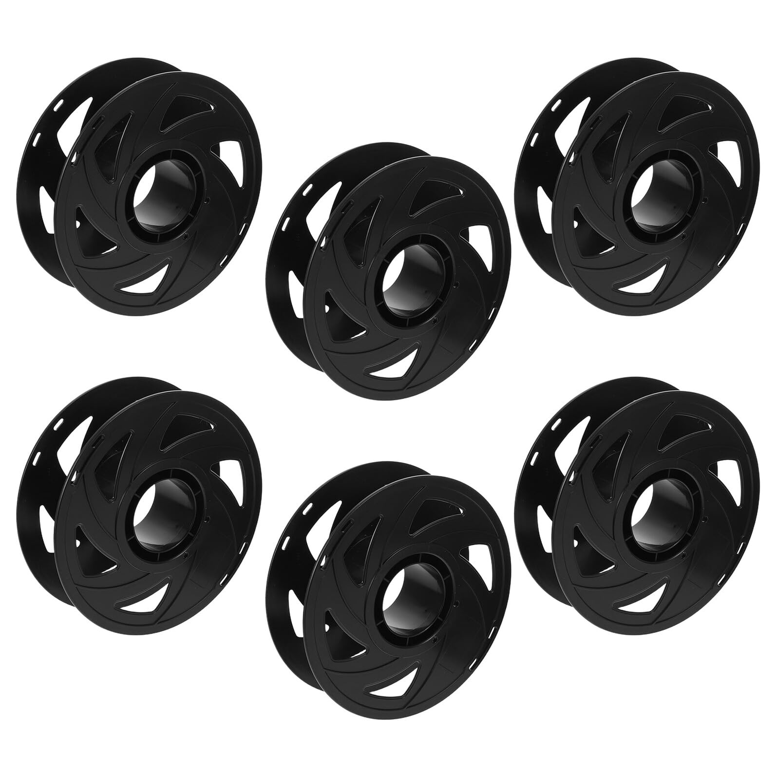Carrete de Filamento Reutilizable para Impresora 3d de Abs Negro, Soporte de Almacenamiento Diseño de Flujo de Aire Óptimo, Paquete de 6 Unidades para Filamentos Pla y Petg