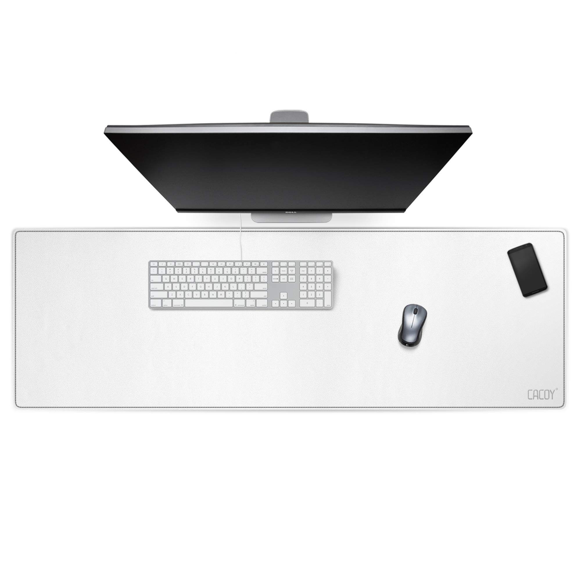 Cacoy 120x40 cm Tappetino per Mouse da Gioco in pelle, Tappetino per Scrivania in pelle PU, Grande Sottomano da scrivania per Ufficio e Casa (Bianco)