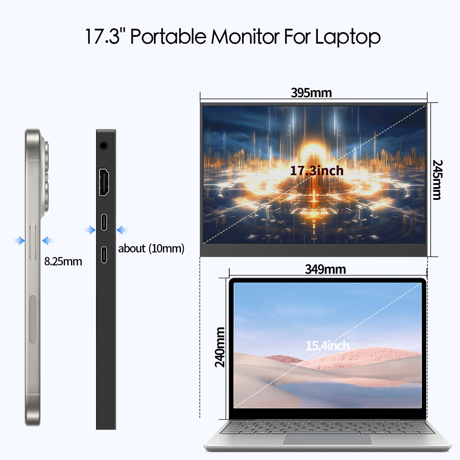 Amazon.com: StarXnDa 17.3''Portable Laptop Monitor,2.5K (2560