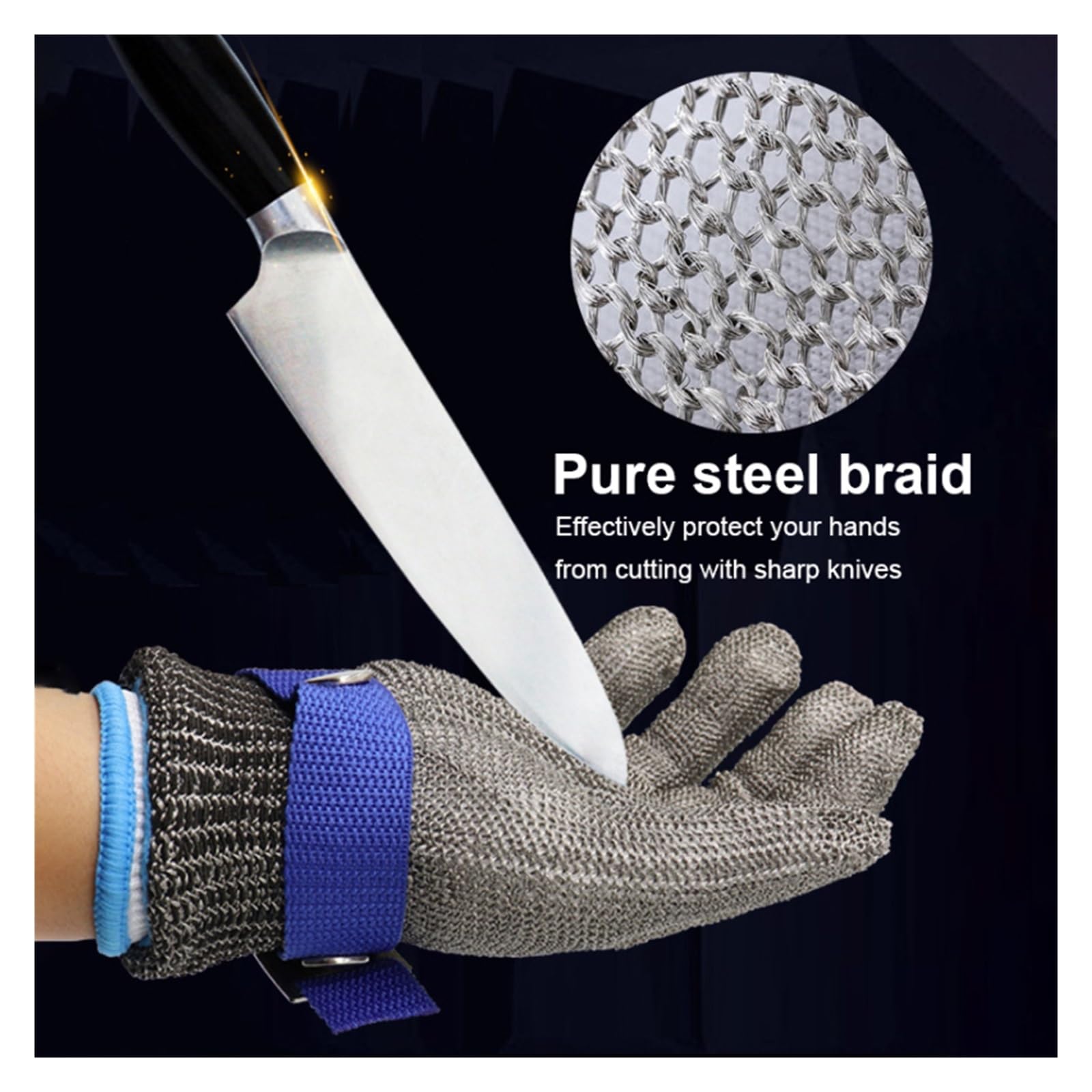 Edelstahl-Handschuhe, Schnittfeste Handschuhe, Schnittfeste Hand-Draht-Metallgeflecht-Arbeitshandschuhe, Gartengeräte (Color : Style S)