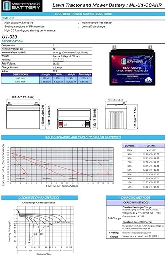 Miniatura 8 de Mighty Max Battery ML-U1-CCAHR 12V 320CCA Battery for JohnDeere X320 300CCA Lawn Mower