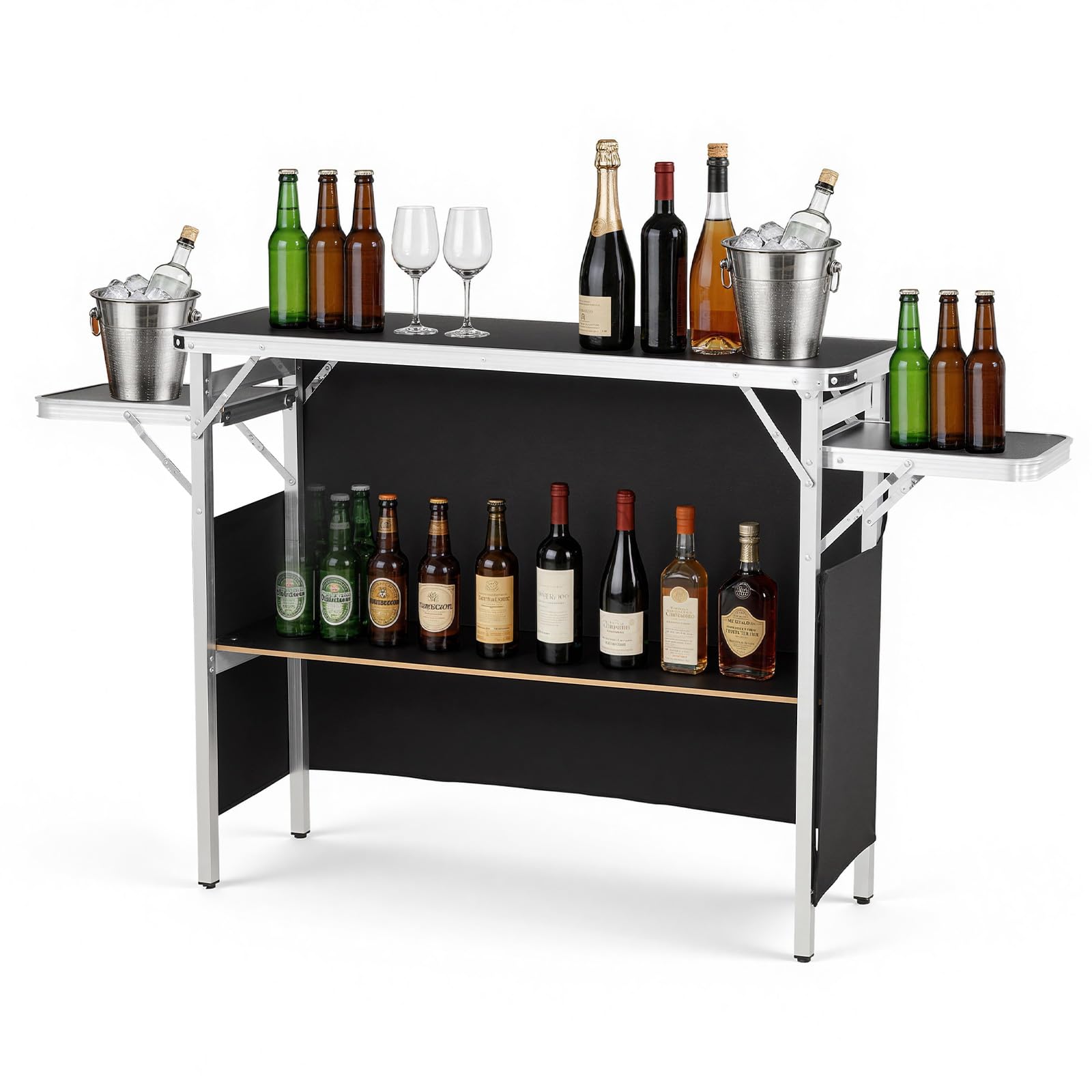 VEVOR Messetheke Klappbar, 1100x390x880 mm, Empfangstheke mit Tragetasche, Ablagefach, Rezeptionstheke, Messestand, Bartisch, Faltbare Mobile Barstation für Veranstaltungen, Partys & Messen