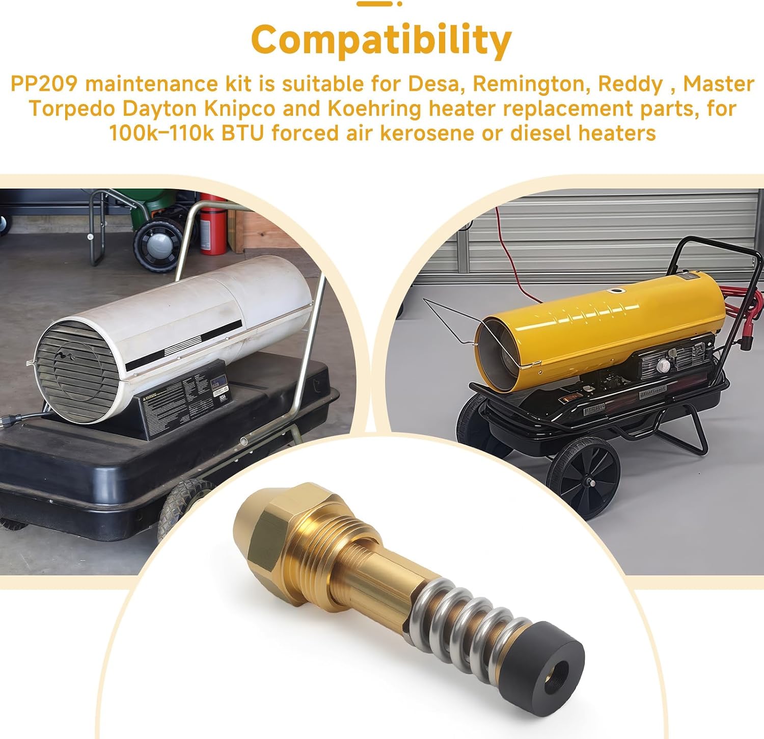 PP209 Nozzle Repair Kit Suitable for Desa Master Remington Reddy Torpedo Heater Replacement Parts, for 100k–110k BTU Heater HA3009,100735-06, M51120-01 Fuel Nozzle Assembly