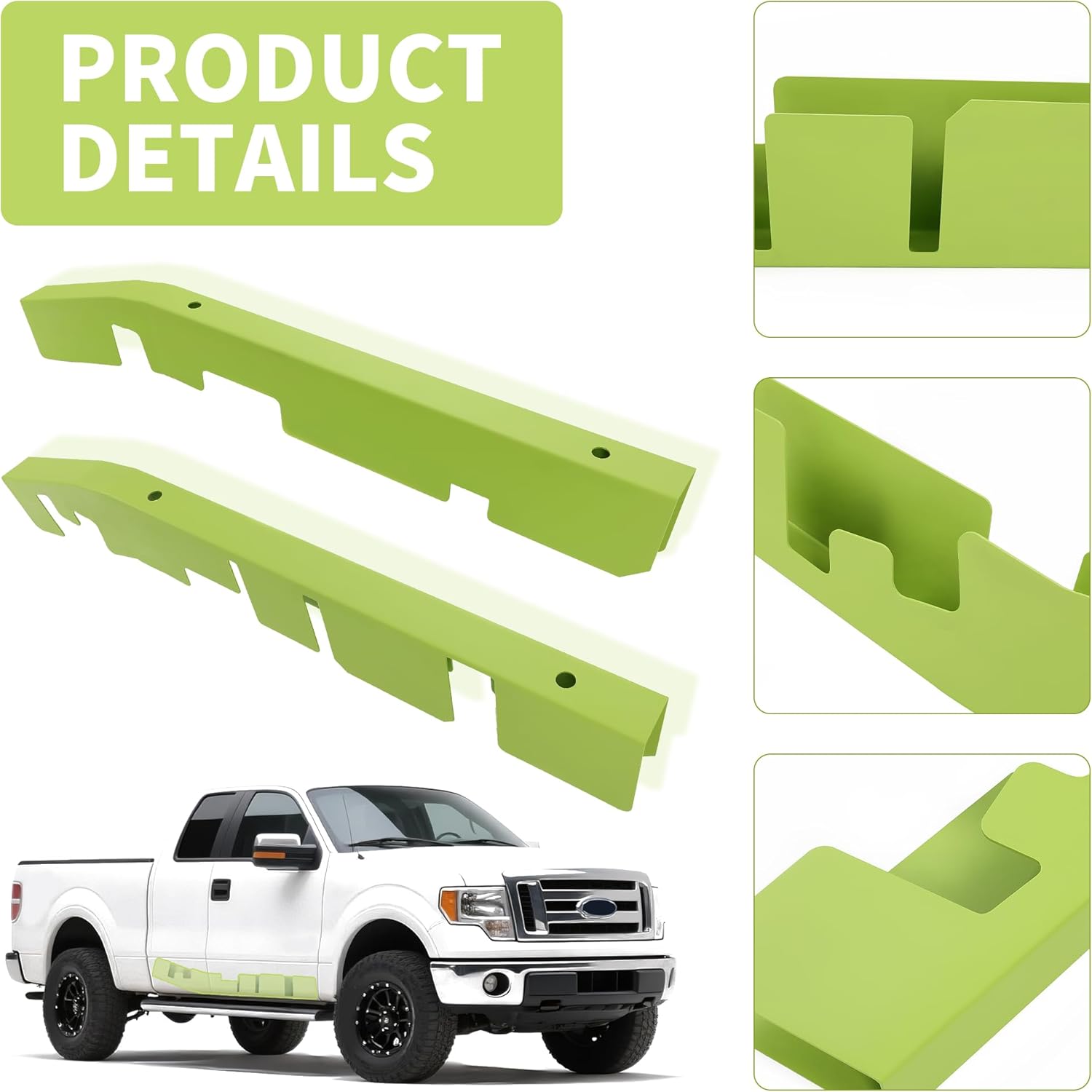 KUAFU Right & Left Full Center Frame Rail Rust Repair Kit Compatible with 2004-2008 Ford F150 SuperCab 4WD 2.5 Doors Frame Repair Powder Coated Steel Green