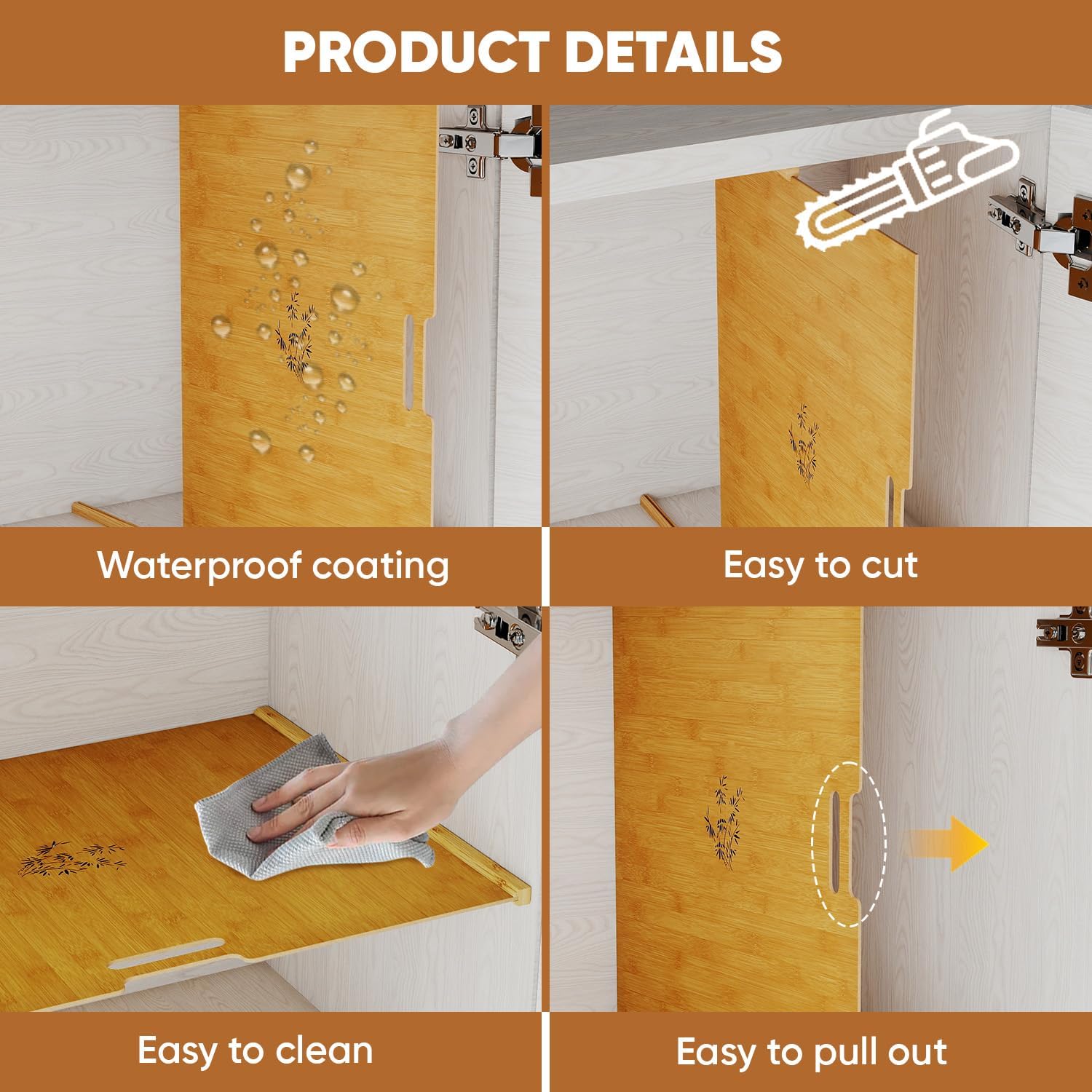 6 Set Wooden Tray Dividers for Cabinets, Kitchen Cookie Baking Sheet Organizer for Cabinet with 12 Slideways & 36 Screws, DIY Cabinet Dividers for Kitchen, Pantry, Closet, Easy to Install