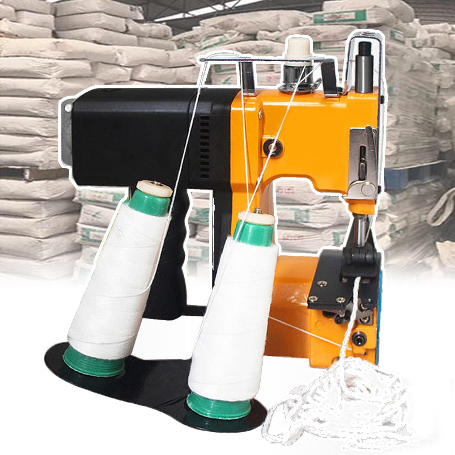 Double Thread Sewing Machine, Bag Closer Closing Machine,190W Hand-Held Bag Stitcher Bag Sealing Machine, Width: 7-10MM, Thickness: 0.2-10MM, for Rice/Sack/Woven