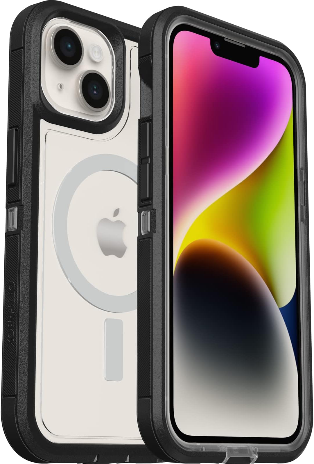 OtterboxDefender XT Case for iPhone 14/iPhone 13 with MagSafe, Shockproof, Drop proof, Ultra-Rugged, Protective Case, 5x Tested to Military Standard, Clear/Black - Non-Retail Packaging