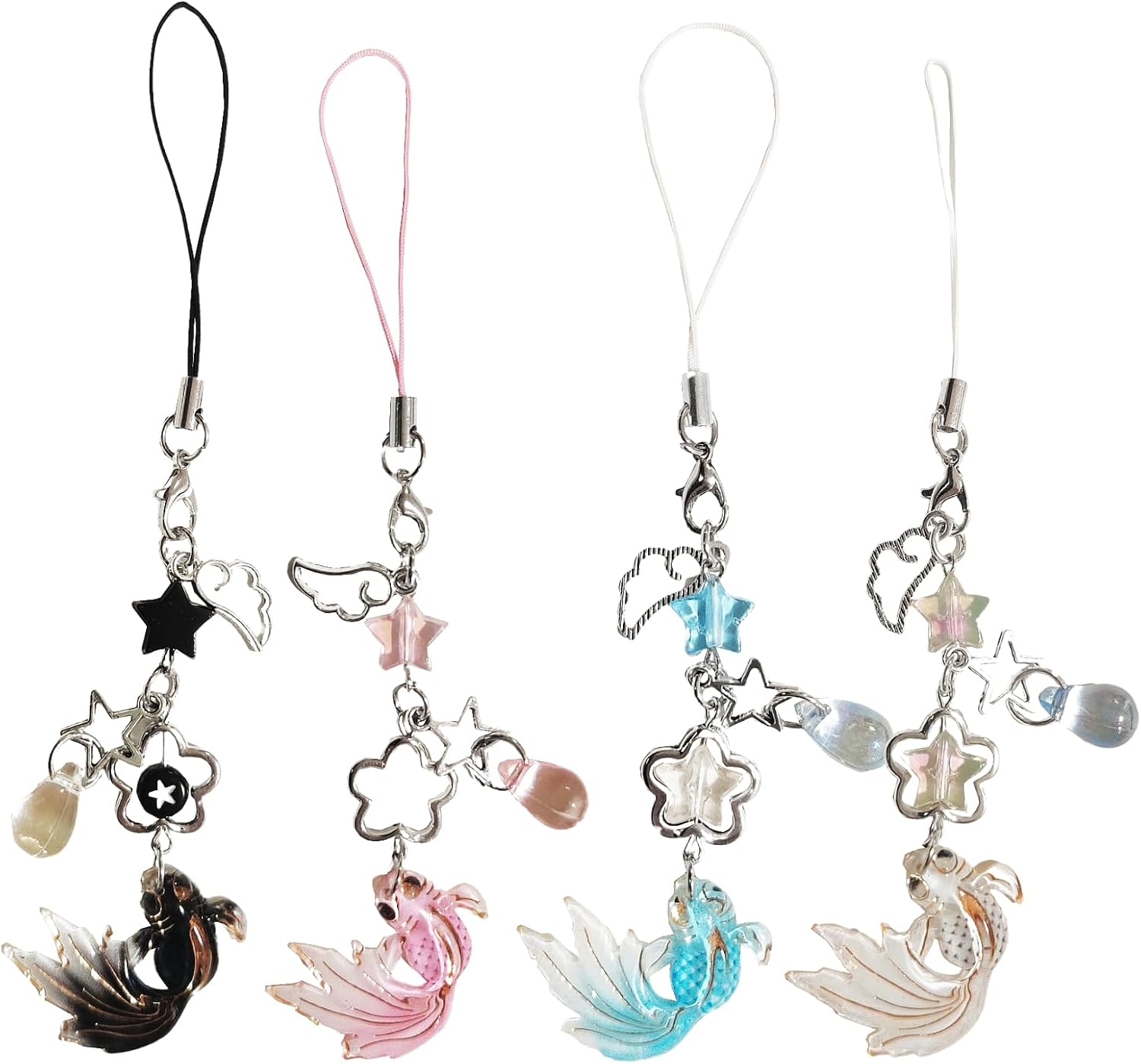 2-4 PCS Koi Fish Phone Charm Strap Anti-lost String Rope Cute Lucky Aesthetic Accessories for Headphone Case Camera