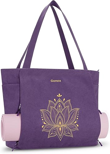 Gonex Bolsa para esterilla de yoga, bolsa grande con múltiples bolsillos para mujeres y hombres, soporte de lona para esterilla de lona, cremallera