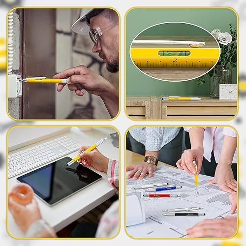 Miniatura 6 de Paquete de 4 bolígrafos multiherramienta con juego de recargas adicionales 6 en 1 multiherramienta con regla y lápiz óptico de pantalla táctil