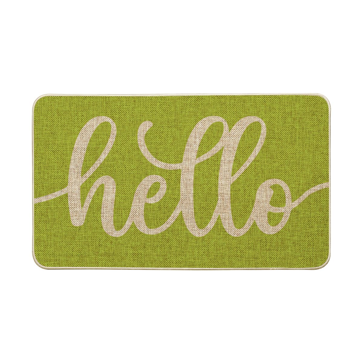 Artoid Mode Green Hello Spring Doormat, Summer Home Decor Low-Profile Switch Rug Door Mat Floor Mat for Indoor Outdoor 17x29 Inch