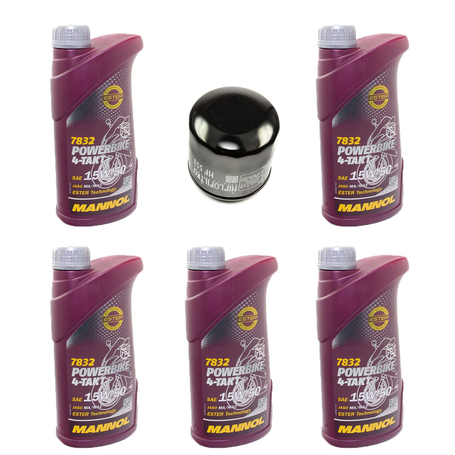 Motoröl Set 15W50 5 Liter + Ölfilter HF553 für Benelli