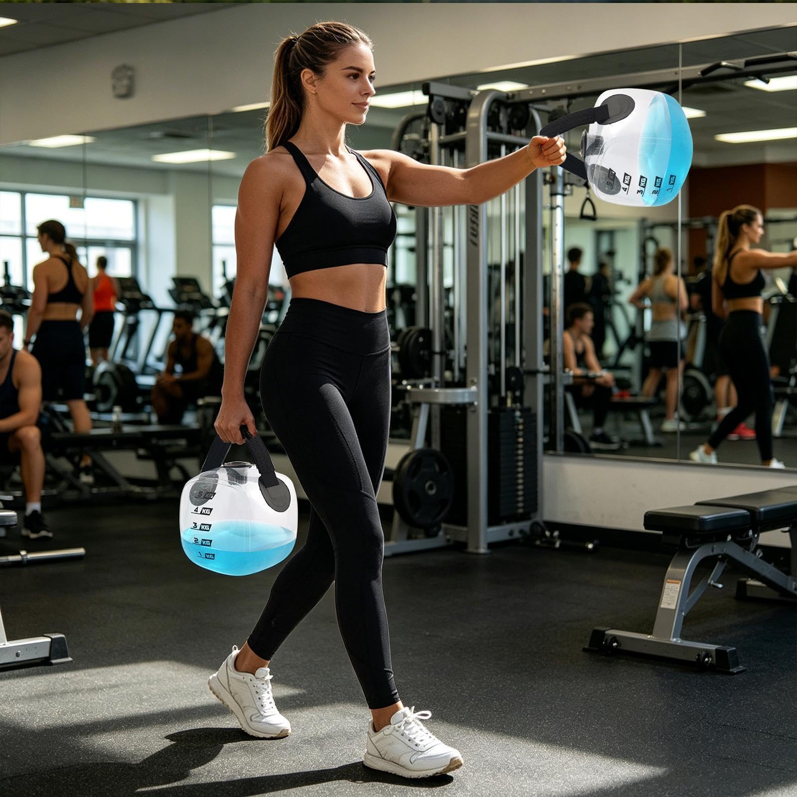 Regulowany Kettlebell z Wodą Regulowane Obciążenie Sprzęt Do Ćwiczeń | Core Fitness Sprzęt Dla Kobiet Sportowców Początkujących Profesjonalistów Siłownia Biuro Salon Studio