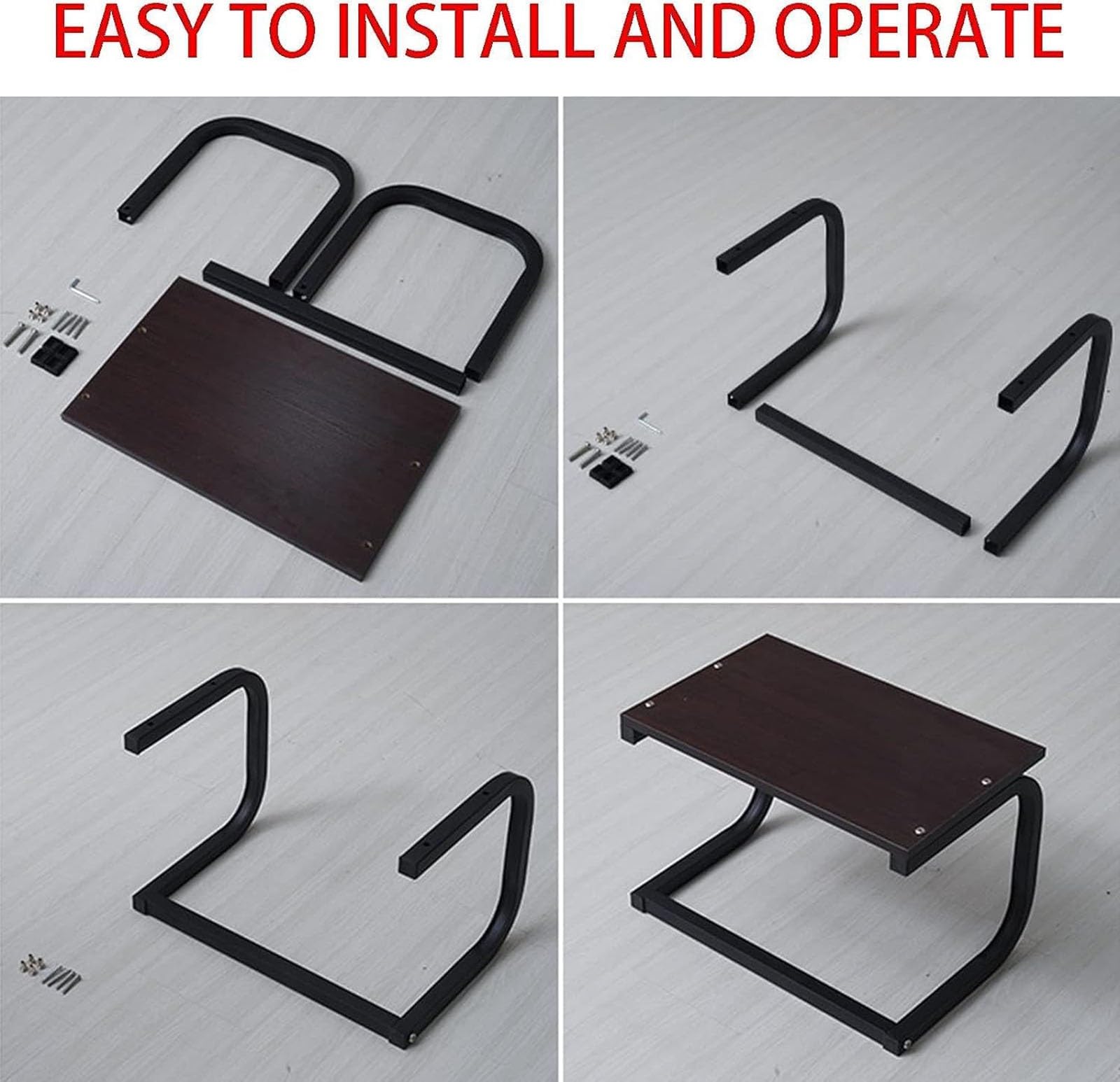 Supporto per stampante desktop, 2 ripiani, salvaspazio, per scrivania di casa e ufficio, adatto per fax e scanner, facile da montare, marrone, 48 x 30 x 33 cm, ideale per piccoli spazi
