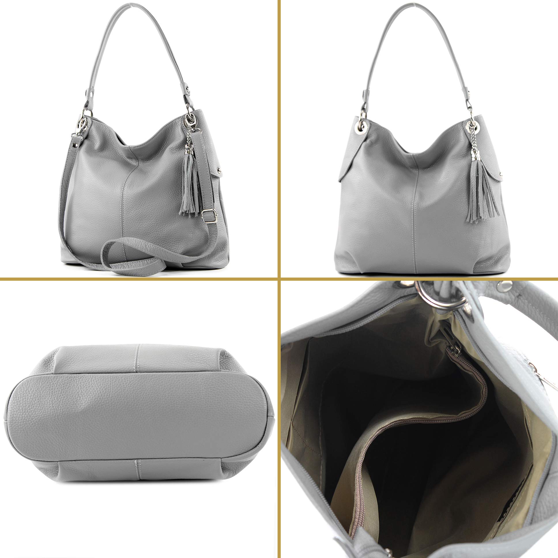 modamoda de T185 Damen Leder Schultertasche, handmade in Italy