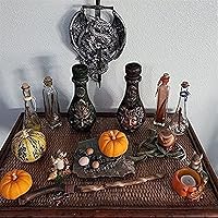 Vista 3 de HIIGH Botella de bruja de Greenman, polilla de la hoja de la muerte, decoración celestial, luna, boticario, frasco de poción, estatua de altar wicca