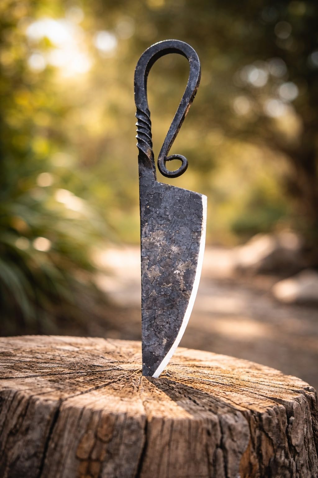 QUIKKLY Handmade Carbon Steel Pocket Hunting Knife – Hand Forged Vintage Blade with Leather Sheath, Custom EDC Outdoor Survival Knife Gift for Men