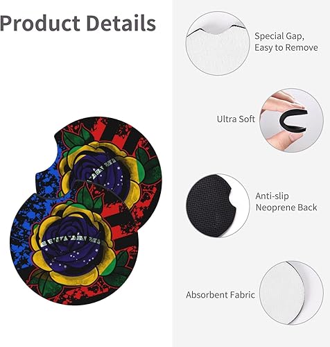 Miniatura 5 de Portavasos universales con diseño de bandera de Estados Unidos, con diseño de rosa y bandera de Brasil, a prueba de derrames, antideslizantes, para