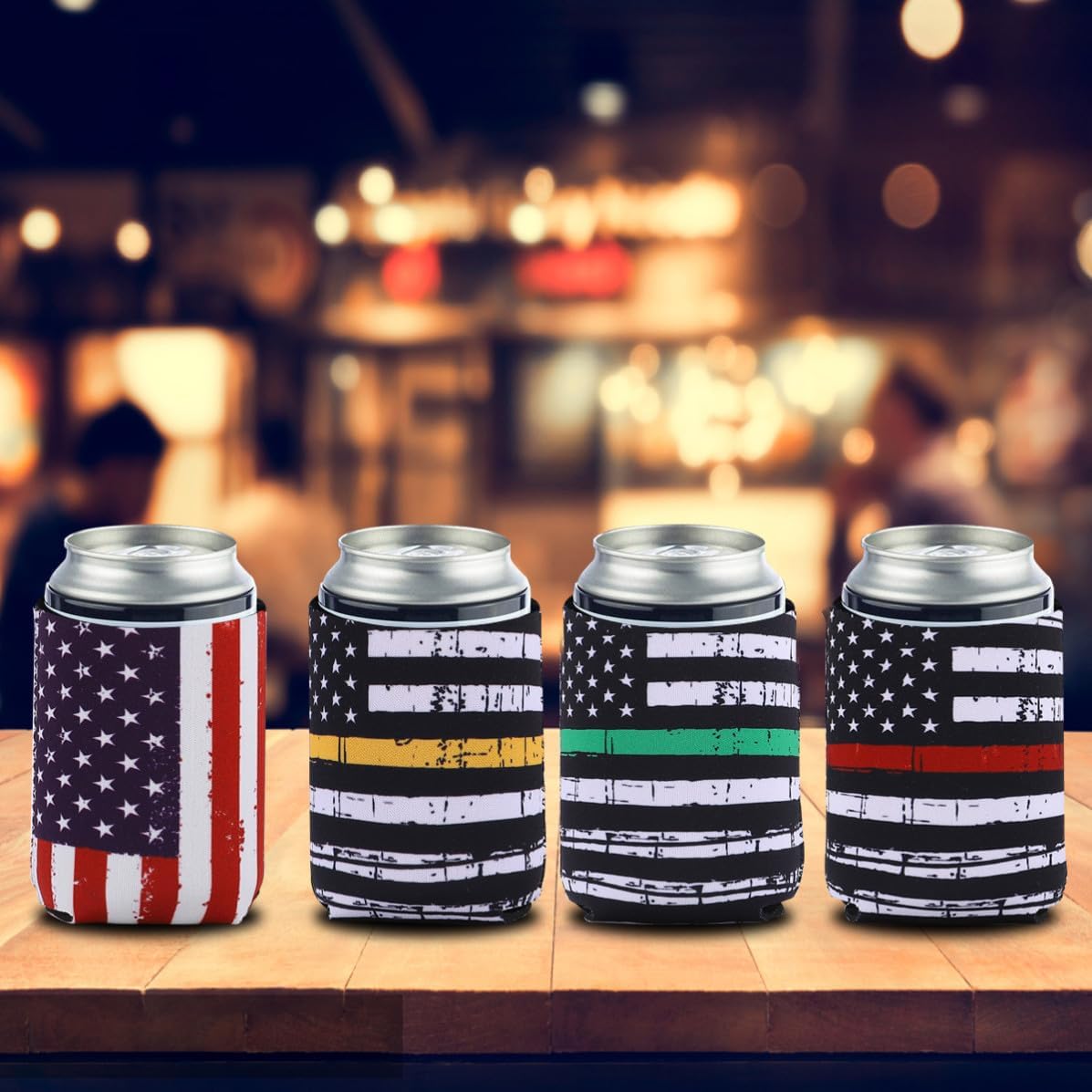 4pcs Ml Neoprene Can Sleeve Flag Pattern for Bottles and Cups