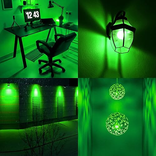 Miniatura 5 de GREENIC Bombilla verde de 9 W (equivalente a 60 vatios), base E26 de 120 V A19, luces LED verdes para dormitorio, porche, vacaciones, fiesta, día de
