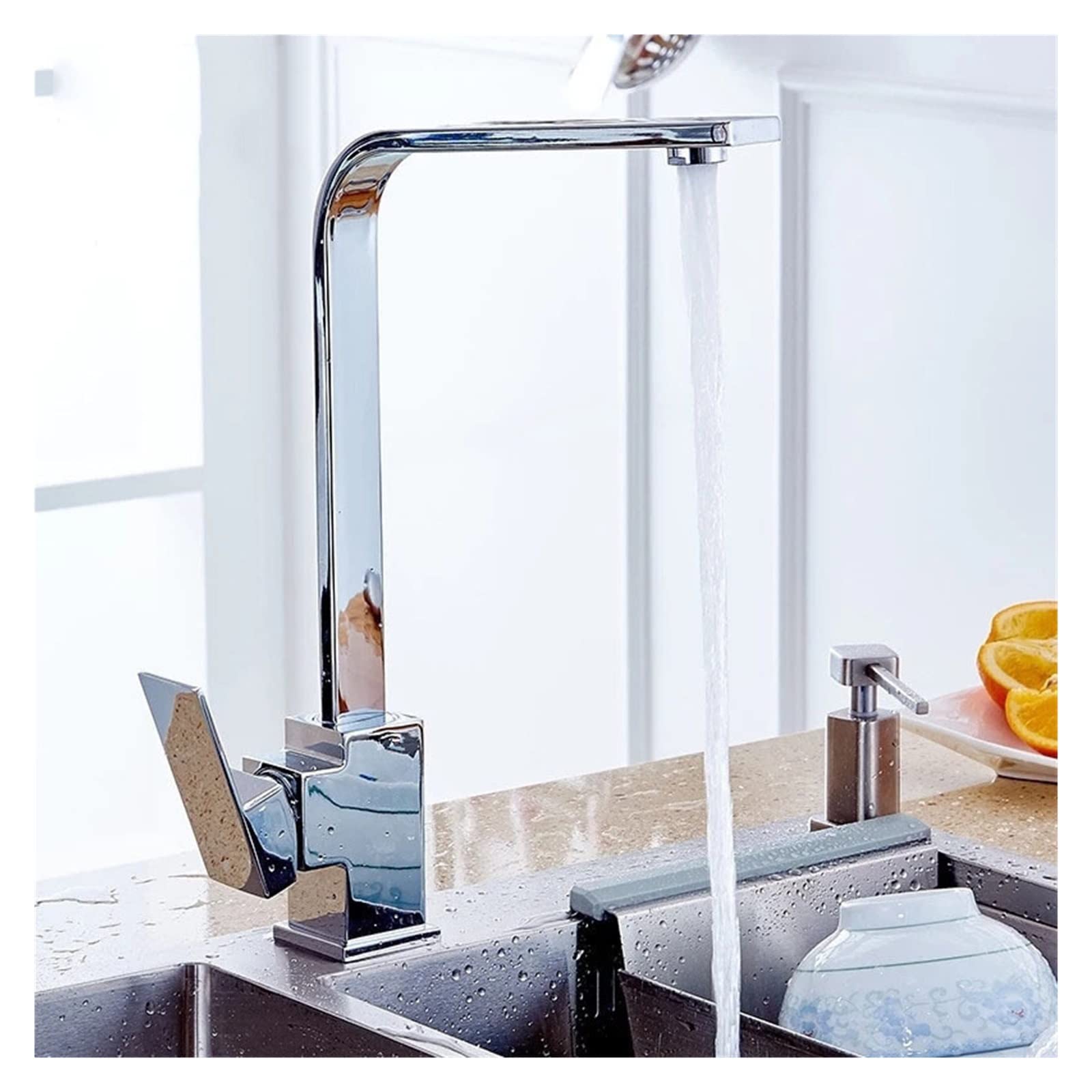 Mitigeur de cuisine eau chaude et froide à bec rotatif pour un nettoyage grand format