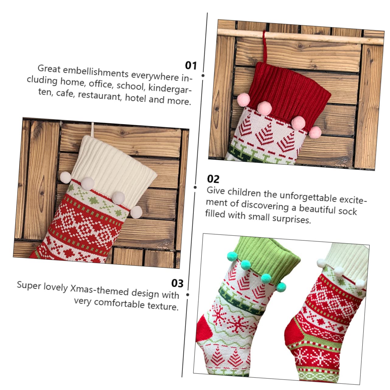 3stücke Weihnachtsstrümpfe Als Hängetasche Für Süßigkeiten Weihnachtsgeschenktüten Mit Weihnachtsmannsocke Weihnachtsgeschenksocke Zum Aufhängen An Baum Kamin Tür Wand Fenster Für