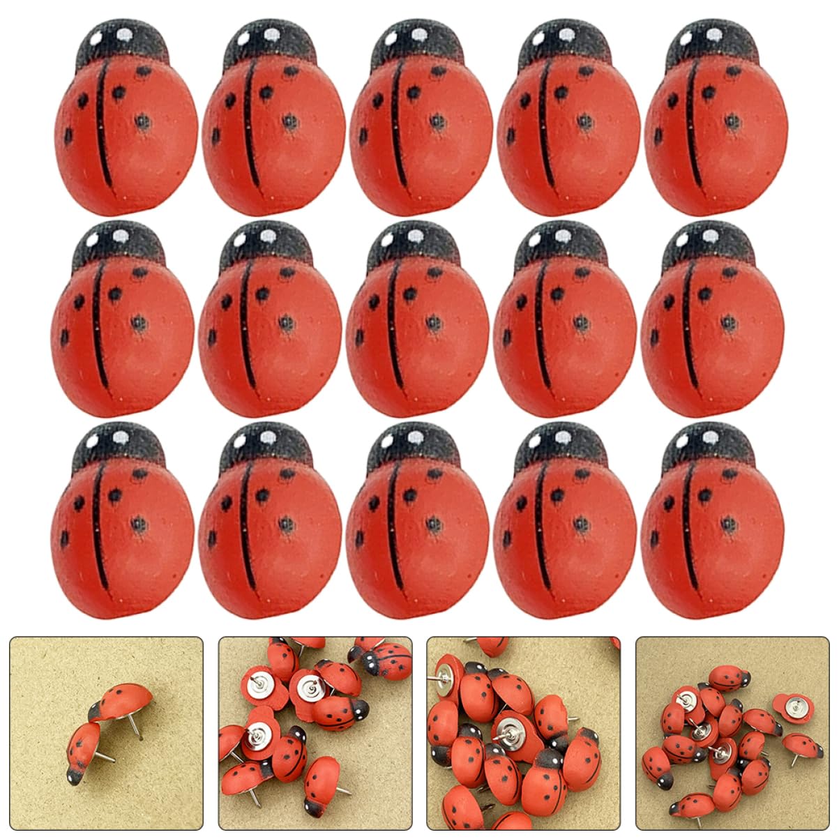 NUOBESTY 300stücke Holz Marienkäfer Reißnägel Für Pinnwand Multifunktionale Korkbrett-pushpins Für Büro Klassenzimmer Und Zuhause Leicht Und Handlich Wiederverwendbar Einfache