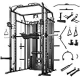 Mikolo Smith Machine with Weight Stack, Power Cage Home Gym System with LAT Pulldown & Cable Crossover, Multi-Functional Trainer with Dual Pulley System, Includes 10+ Free Attachments