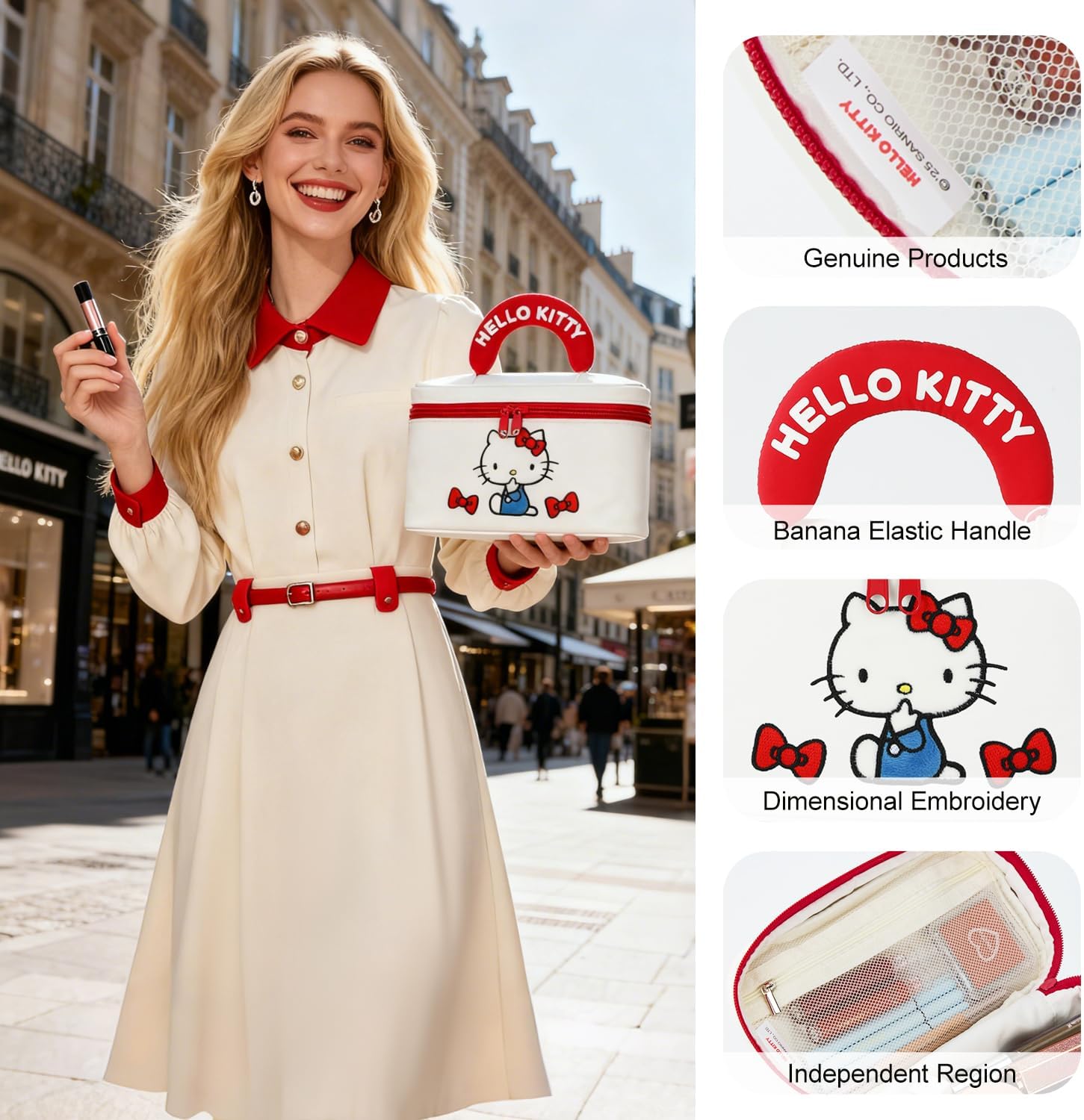 Vimanllie Large Travel Makeup Bag Waterproof Cosmetic Bags,Portable Toiletry Organizer with Handle for Girl,Cute Home Storage for Women - Image 4