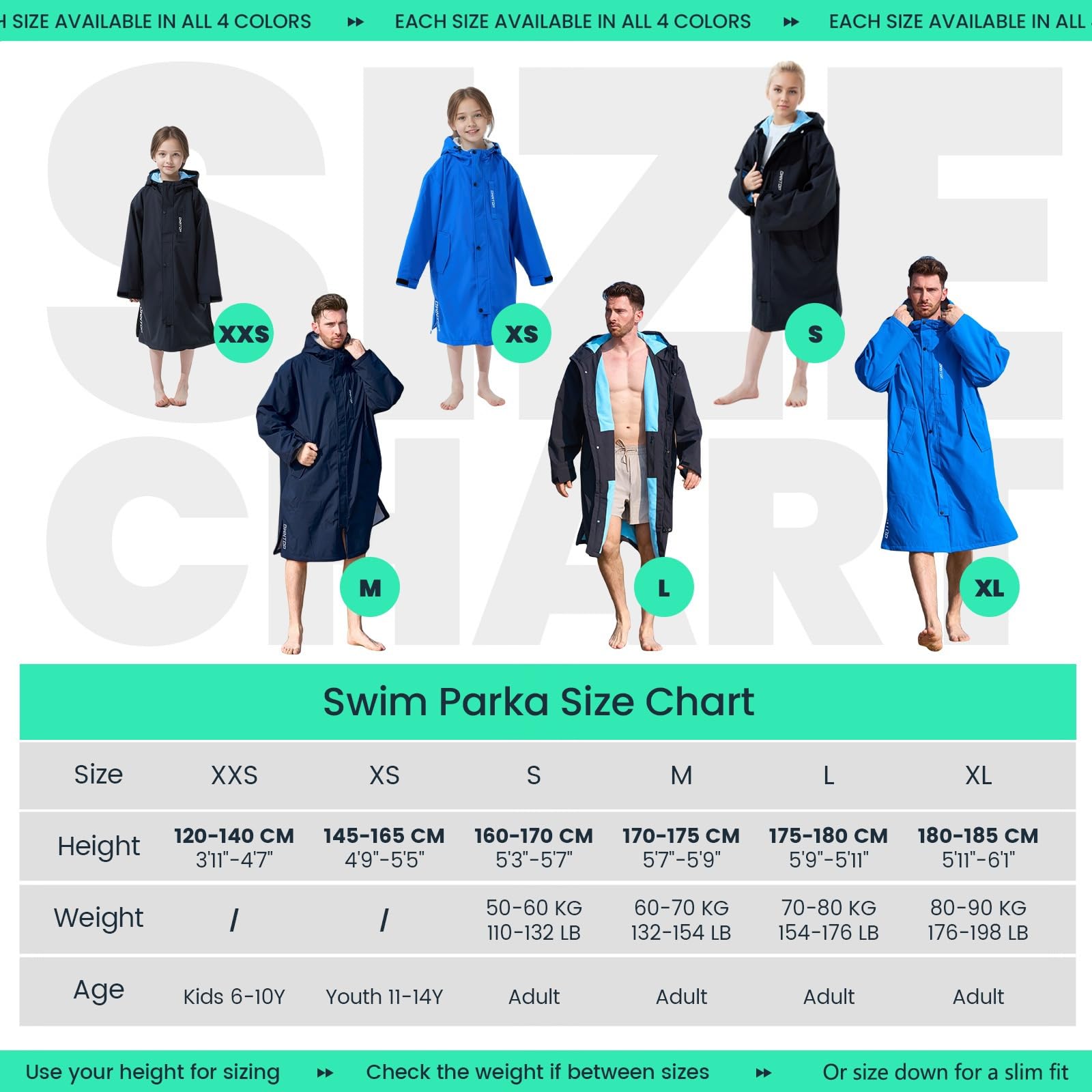 Owntop Peignoir à langer imperméable et coupe-vent – Manteau surdimensionné à manches longues à séchage rapide avec capuche pour la plage, la natation, le surf, la marche, doublure en tissu éponge