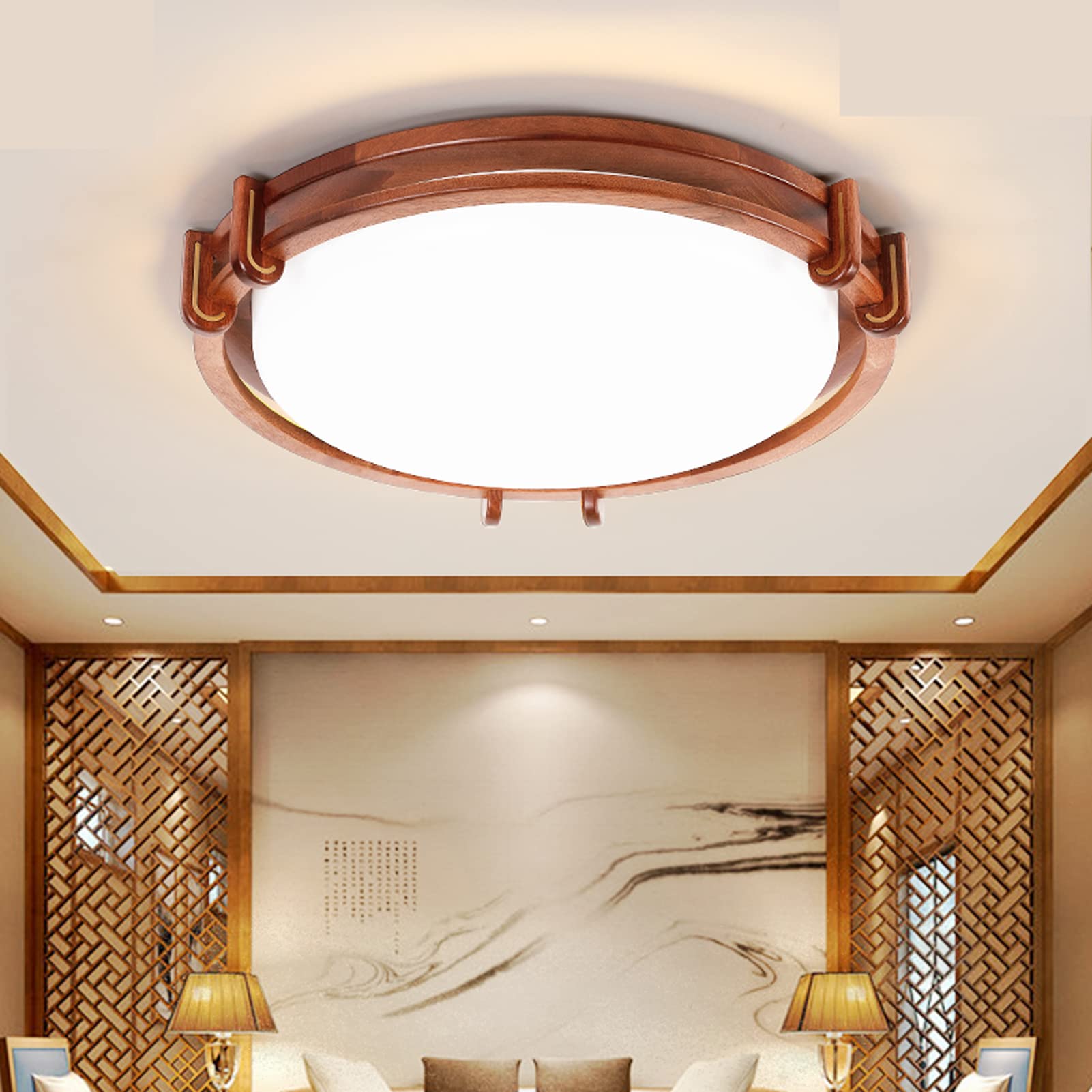 chandelier lampa sufitowa, lampy led do nauki, drewniany żyrandol w stylu chińskim, okrągła lampa wisząca do salonu, do kuchni salon sypialnia przedpokój biurowa lampa wisząca pendant lamp
