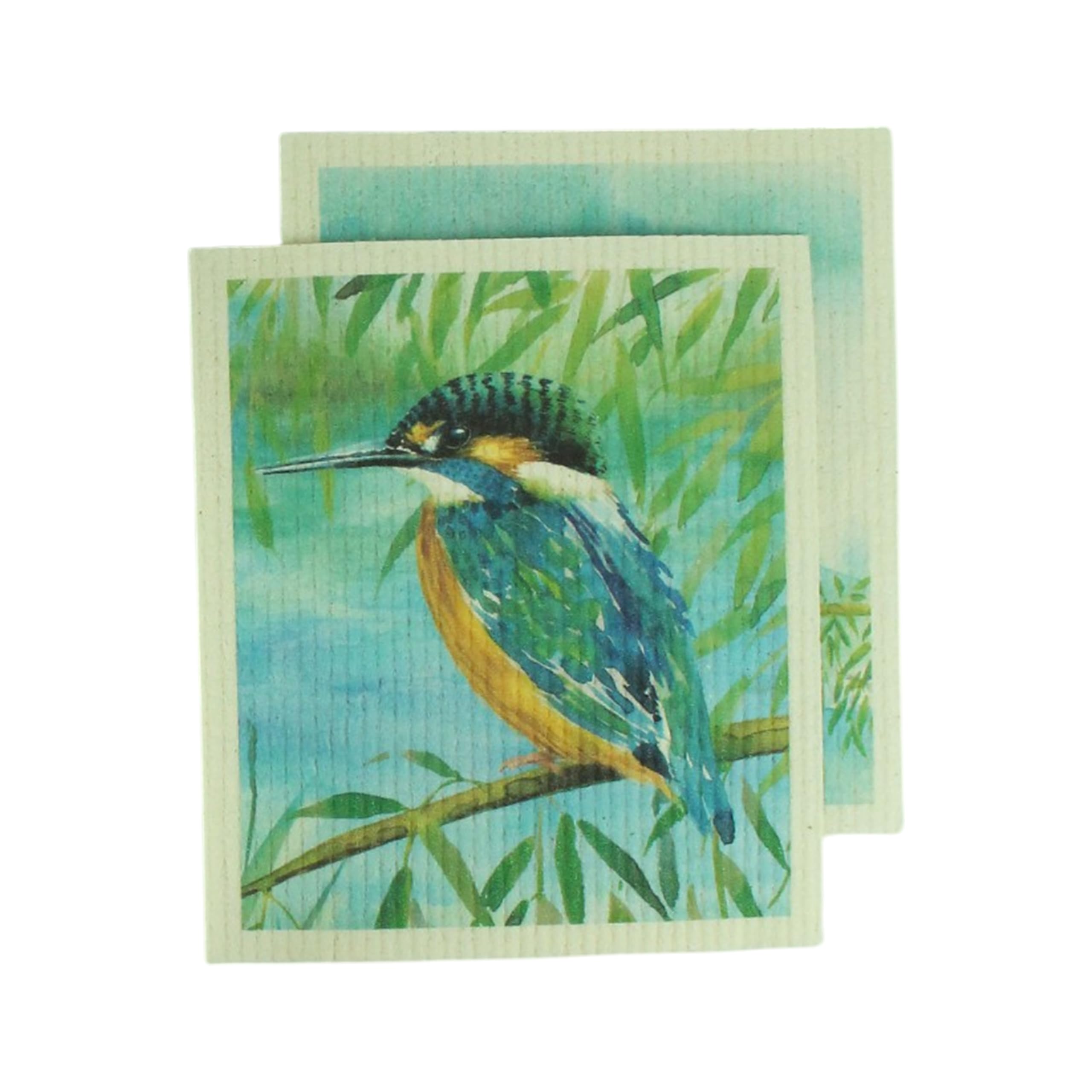 Eddingtons Multicoloured Kingfisher Patterned Plant-Based Cleaning Cloths Set - Pack Of 2 Eco-Friendly National Trust Nature Collection Kitchen Linens - Biodegradable & Plastic Free Cloths