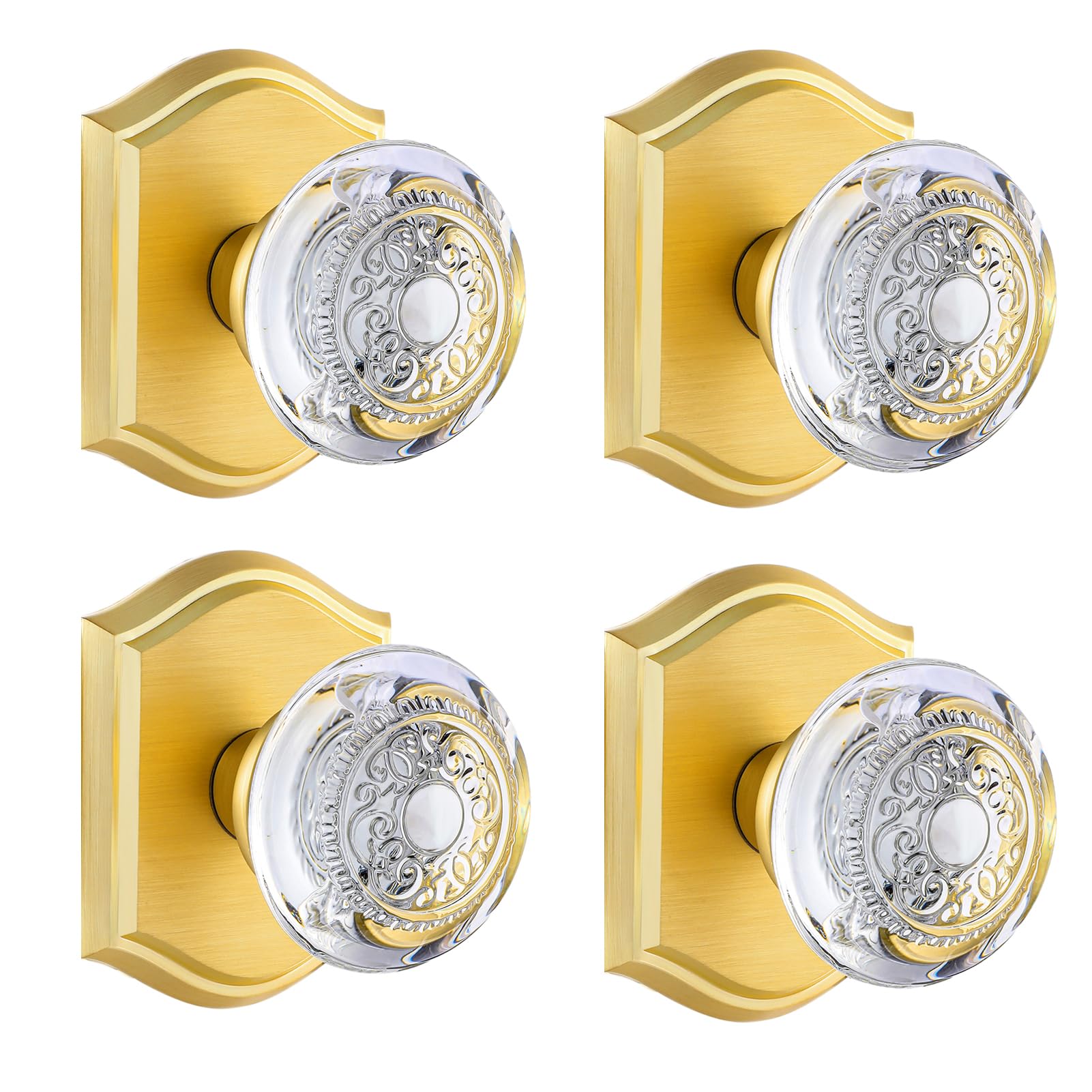 Vintage Brass Glass Door Knobs with Lock -8