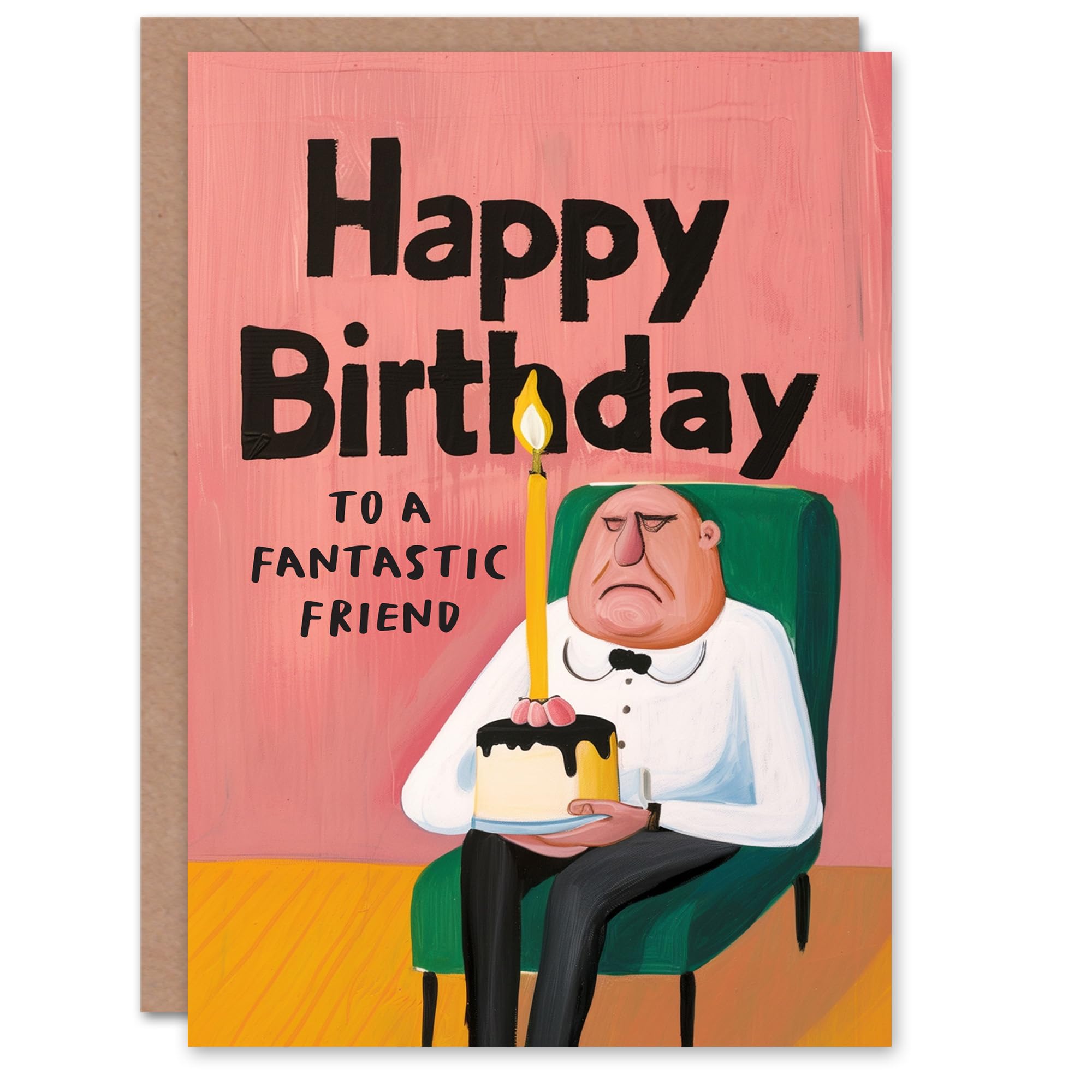 Artery8 Happy Birthday Card to a Fantastic Friend Grumpy Man Cake Fun Funny Humour