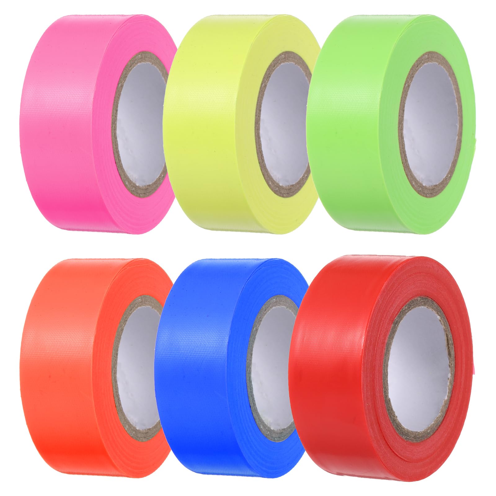 QUARKZMAN Cinta de Señalización 25mm x 30M/98.4Ft Cinta de Marcado sin Adhesivo Multicolor Marcado de Árboles, Marcado de Senderos y Levantamiento de Límites, 6 Unidades