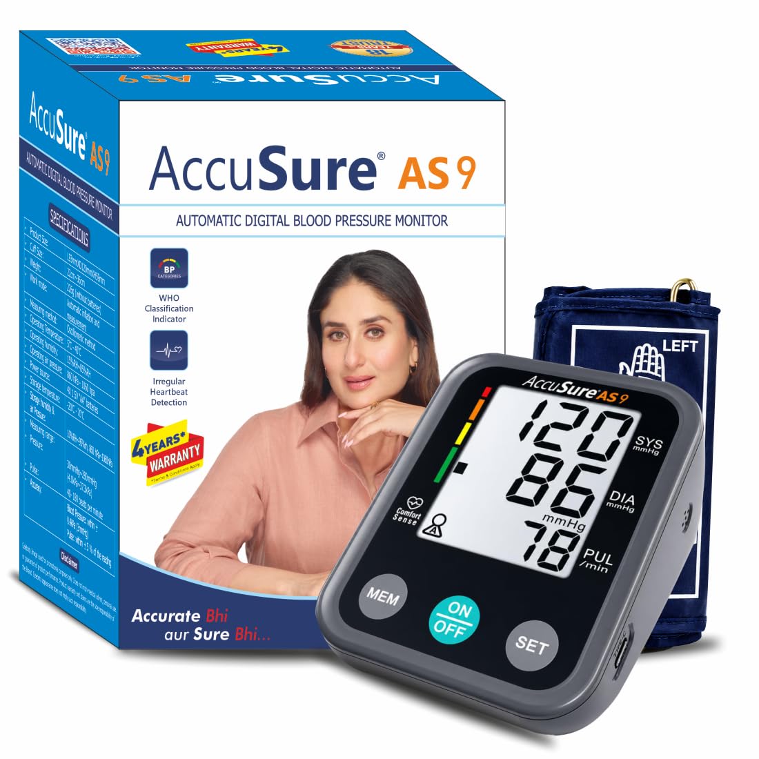AccuSure Fully Automatic Digital Blood Pressure Monitor With Large Display, Most Advance Technology & Accurate Measurement - Arm Circumference (22-36Cm) Type-C USB power port, 4-Year Warranty discount deal