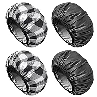 Vista 9 de Aquior Gorros de ducha, extra grandes para mujeres, cabello largo, doble capa, impermeable, reutilizable, 4 piezas