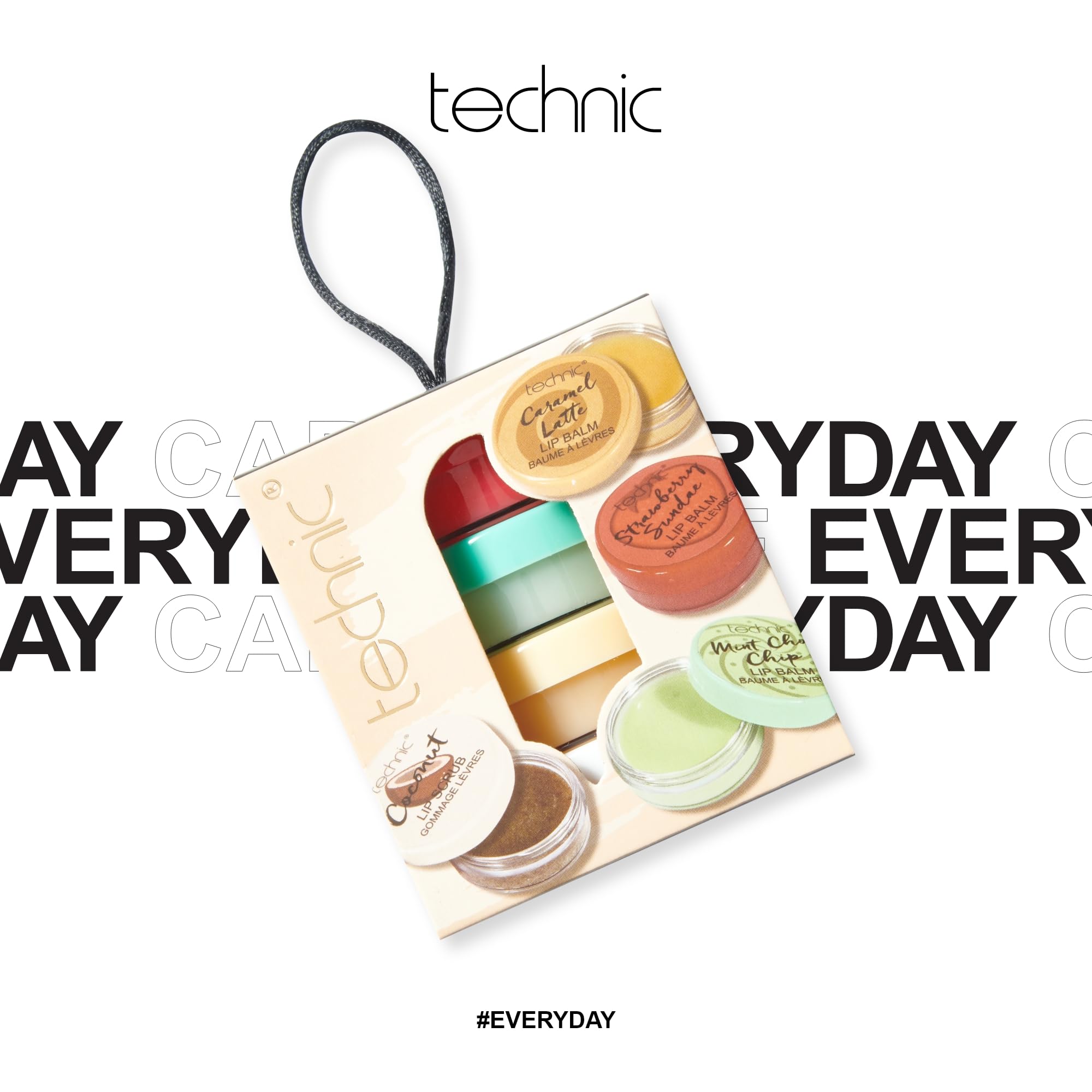 Technic Lip Balm & Scrub 4Pc Gift Set, 4 Flavours, Nourishing Coconut Sugar Scrub Lip Treatment & Softening Lip Balms - Image 2
